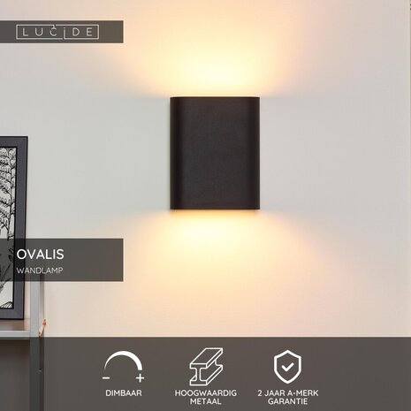 Lucide OVALIS - Wandleuchte - 2xE14 - Schwarz