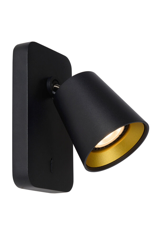 Lucide TURNON - Bettleuchte / Wandleuchte - LED Dim to warm - GU10 - 1x5W 2200K/3000K - Schwarz