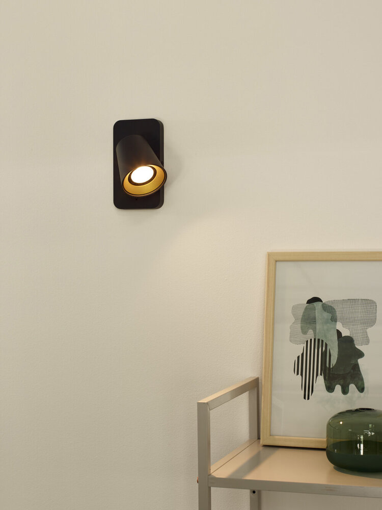 Lucide TURNON - Bettleuchte / Wandleuchte - LED Dim to warm - GU10 - 1x5W 2200K/3000K - Schwarz