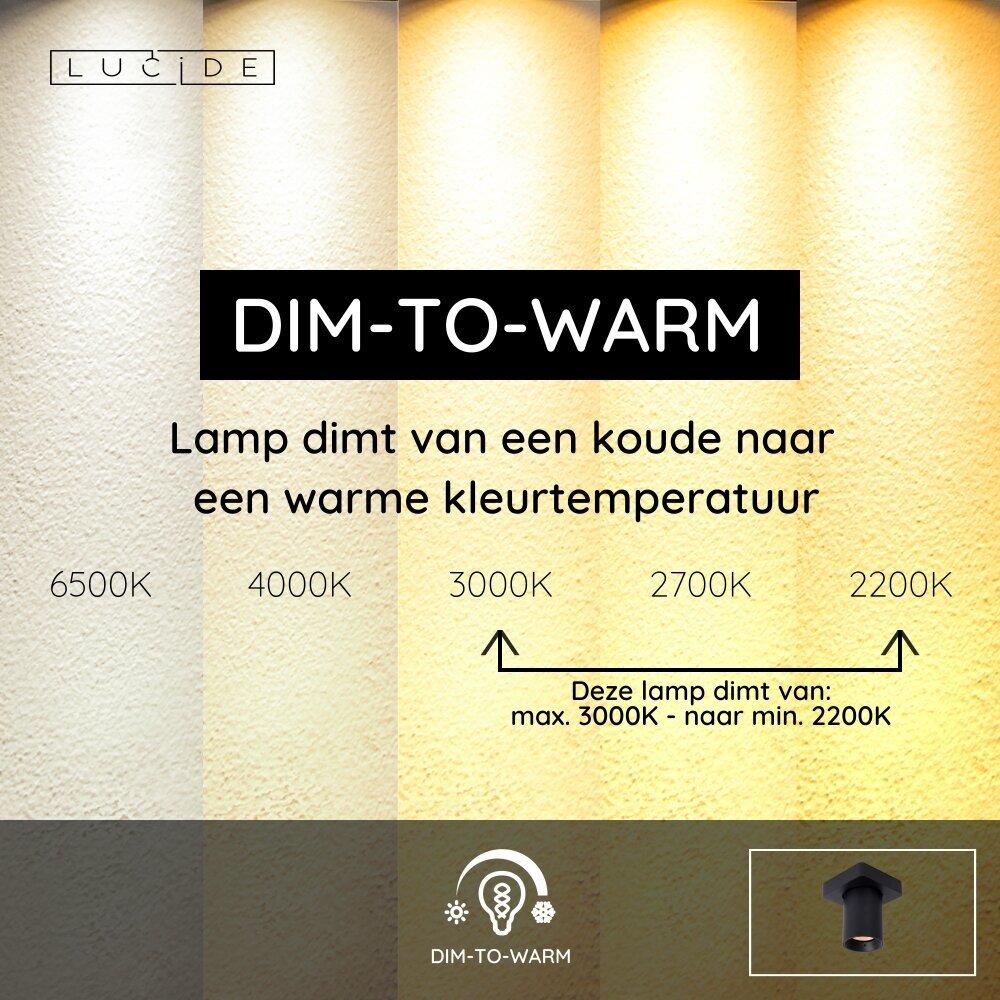 Lucide NIGEL - Deckenstrahler - LED Dim to warm - GU10 - 1x5W 2200K/3000K - Schwarz Lucide NIGEL - Deckenstrahler - LED Dim to warm - GU10 - 1x5W 2200K/3000K - Schwarz
