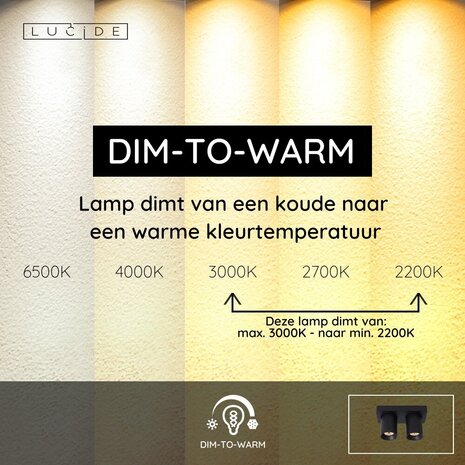 Lucide NIGEL - Deckenstrahler - LED Dim to warm - GU10 - 2x5W 2200K/3000K - Schwarz Lucide NIGEL - Deckenstrahler - LED Dim to warm - GU10 - 2x5W 2200K/3000K - Schwarz
