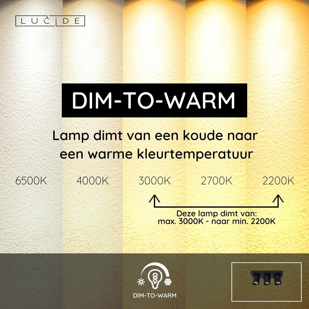 Lucide NIGEL - Deckenstrahler - LED Dim to warm - GU10 - 3x5W 2200K/3000K - Schwarz Lucide NIGEL - Deckenstrahler - LED Dim to warm - GU10 - 3x5W 2200K/3000K - Schwarz