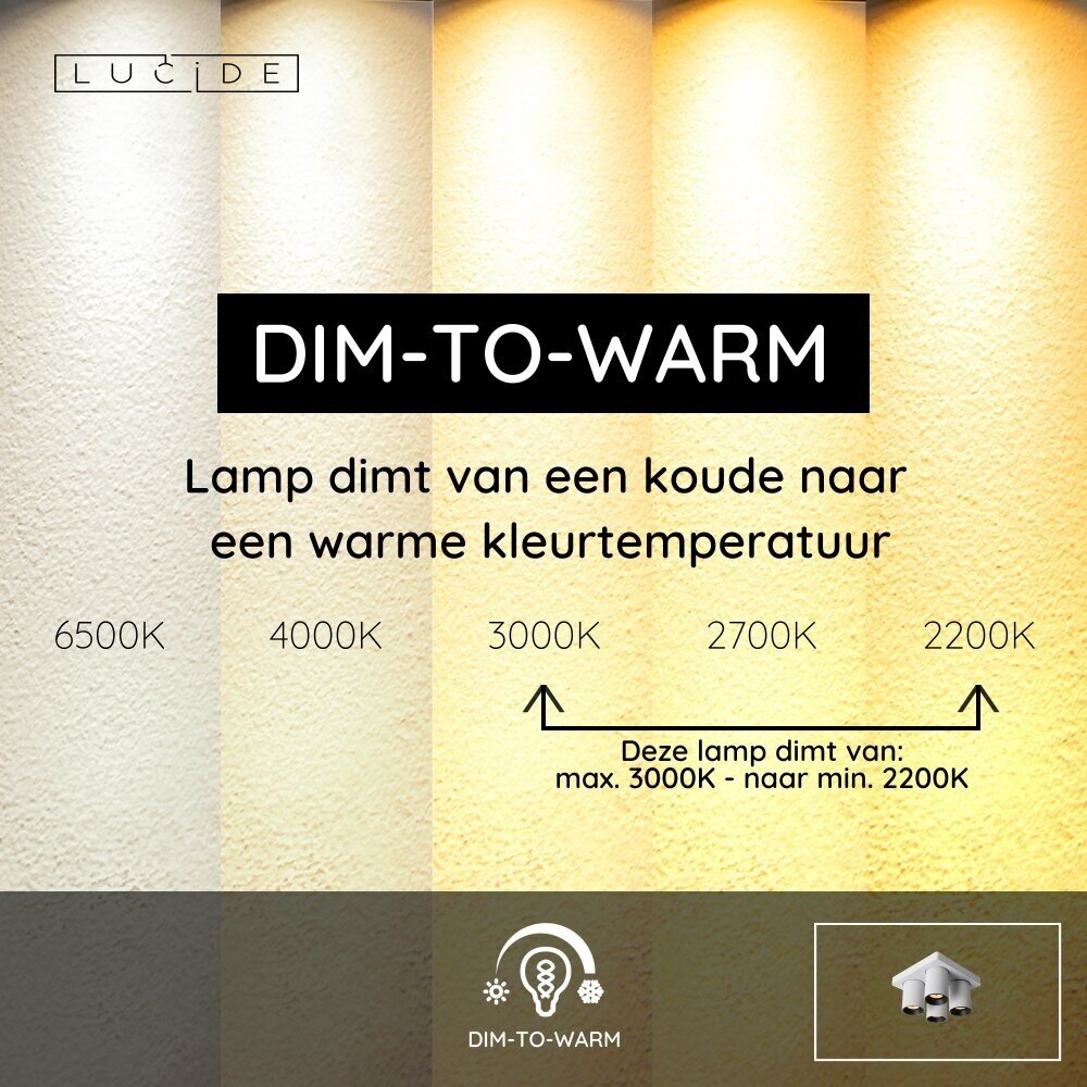 Lucide NIGEL - Deckenstrahler - LED Dim to warm - GU10 - 4x5W 2200K/3000K - Weiß Lucide NIGEL - Deckenstrahler - LED Dim to warm - GU10 - 4x5W 2200K/3000K - Weiß