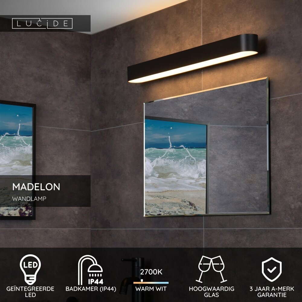 Lucide MADELON - Wandleuchte Badezimmer - LED - 1x9W 2700K - IP44 - Schwarz Lucide MADELON - Wandleuchte Badezimmer - LED - 1x9W 2700K - IP44 - Schwarz