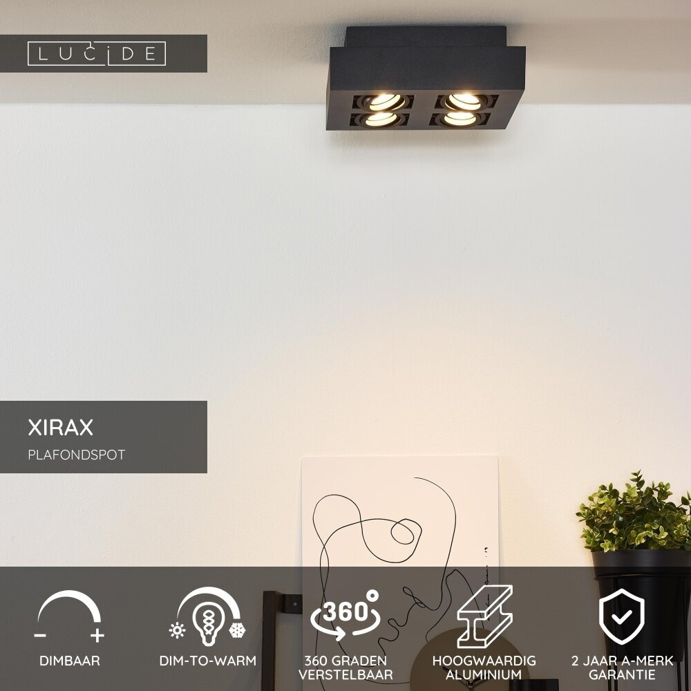 Lucide XIRAX - Deckenstrahler - LED Dim to warm - GU10 - 4x5W 2200K/3000K - Schwarz