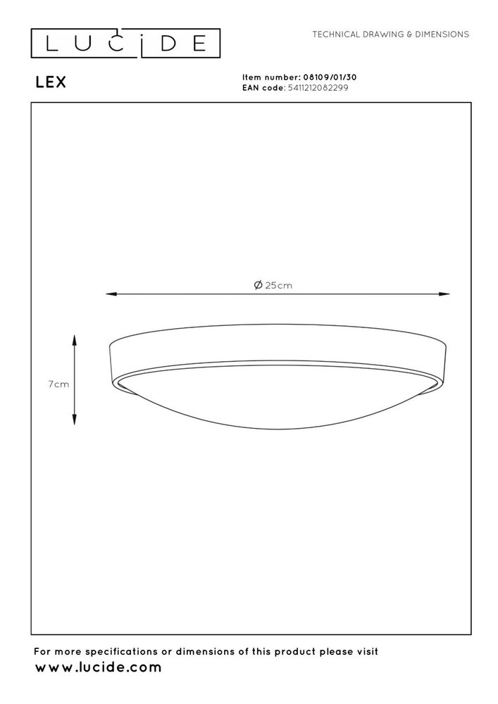 Lucide LEX - Deckenleuchte - Ø 25 cm - 1xE27 - Schwarz Lucide LEX - Deckenleuchte - Ø 25 cm - 1xE27 - Schwarz