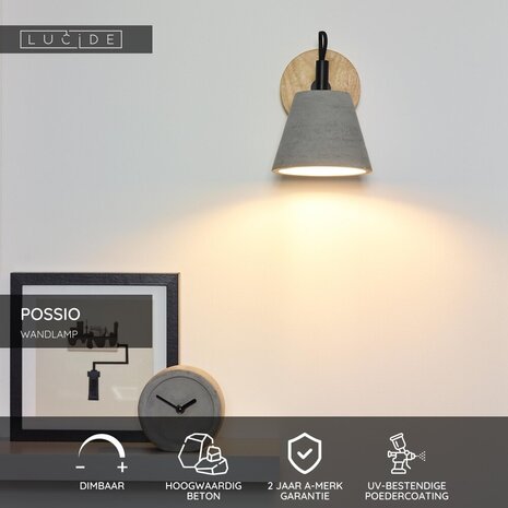 Lucide POSSIO - Wandleuchte - 1xE14 - Grau Lucide POSSIO - Wandleuchte - 1xE14 - Grau