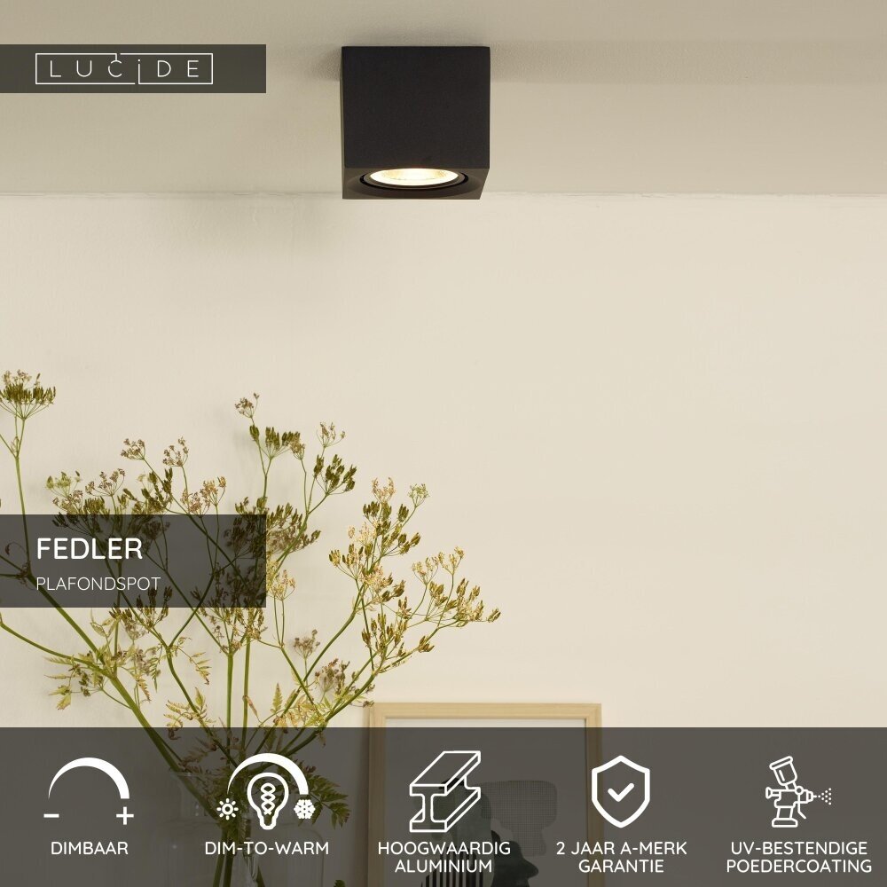 Lucide FEDLER - Deckenstrahler - LED Dim to warm - GU10 (ES111) - 1x12W 2200K/3000K - Schwarz Lucide FEDLER - Deckenstrahler - LED Dim to warm - GU10 (ES111) - 1x12W 2200K/3000K - Schwarz