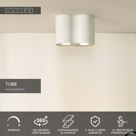 Lucide TUBE - Deckenstrahler - 2xGU10 - Weiß