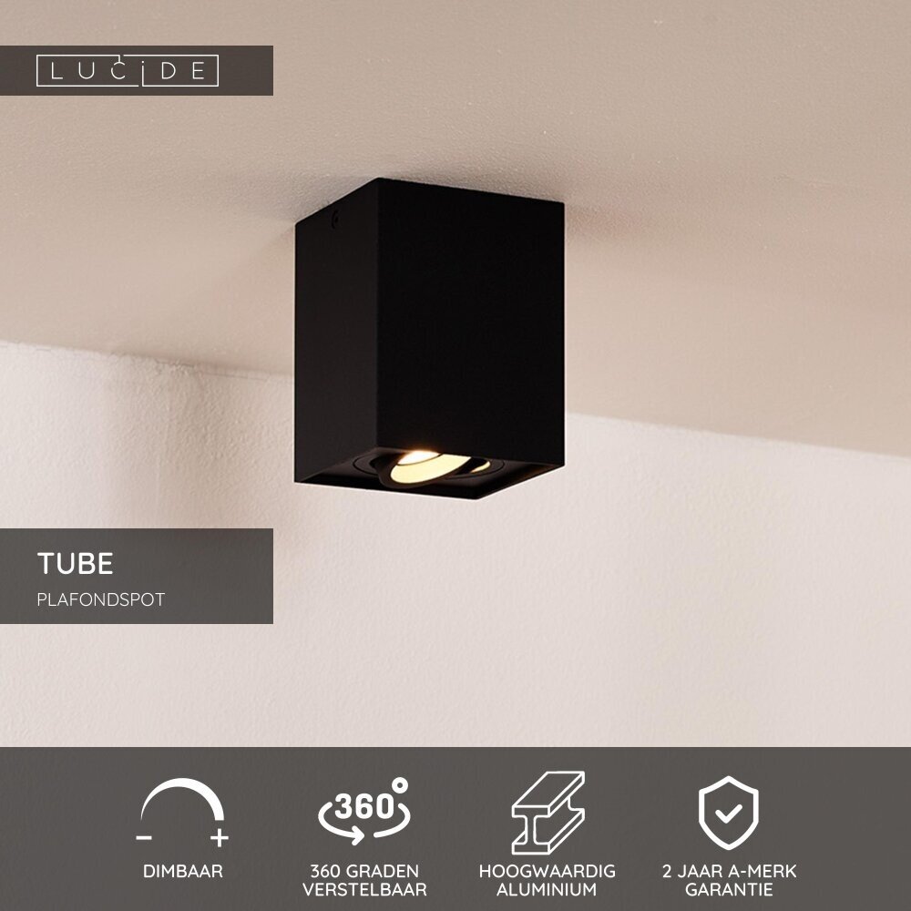 Lucide TUBE - Deckenstrahler - 1xGU10 - Schwarz Lucide TUBE - Deckenstrahler - 1xGU10 - Schwarz