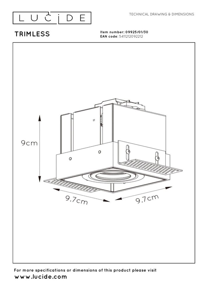 Lucide TRIMLESS - Einbaustrahler - 1xGU10 - Schwarz Lucide TRIMLESS - Einbaustrahler - 1xGU10 - Schwarz