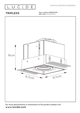 Lucide TRIMLESS - Einbaustrahler - 1xGU10 - Schwarz Lucide TRIMLESS - Einbaustrahler - 1xGU10 - Schwarz