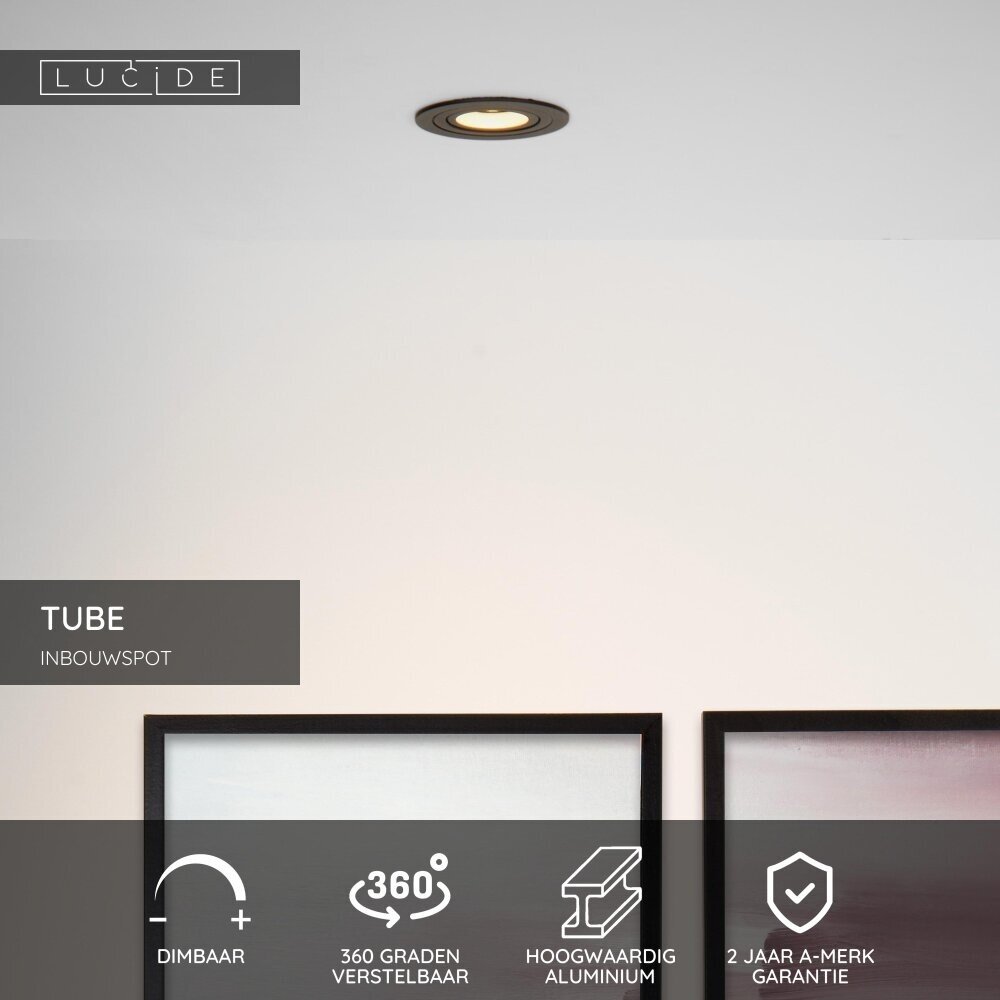 Lucide TUBE - Einbaustrahler - Ø 9,2 cm - 1xGU10 - Schwarz Lucide TUBE - Einbaustrahler - Ø 9,2 cm - 1xGU10 - Schwarz