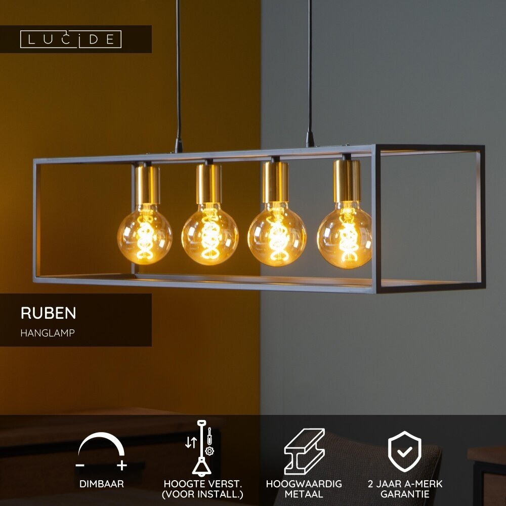 Lucide RUBEN - Pendelleuchte - 4xE27 - Schwarz Lucide RUBEN - Pendelleuchte - 4xE27 - Schwarz
