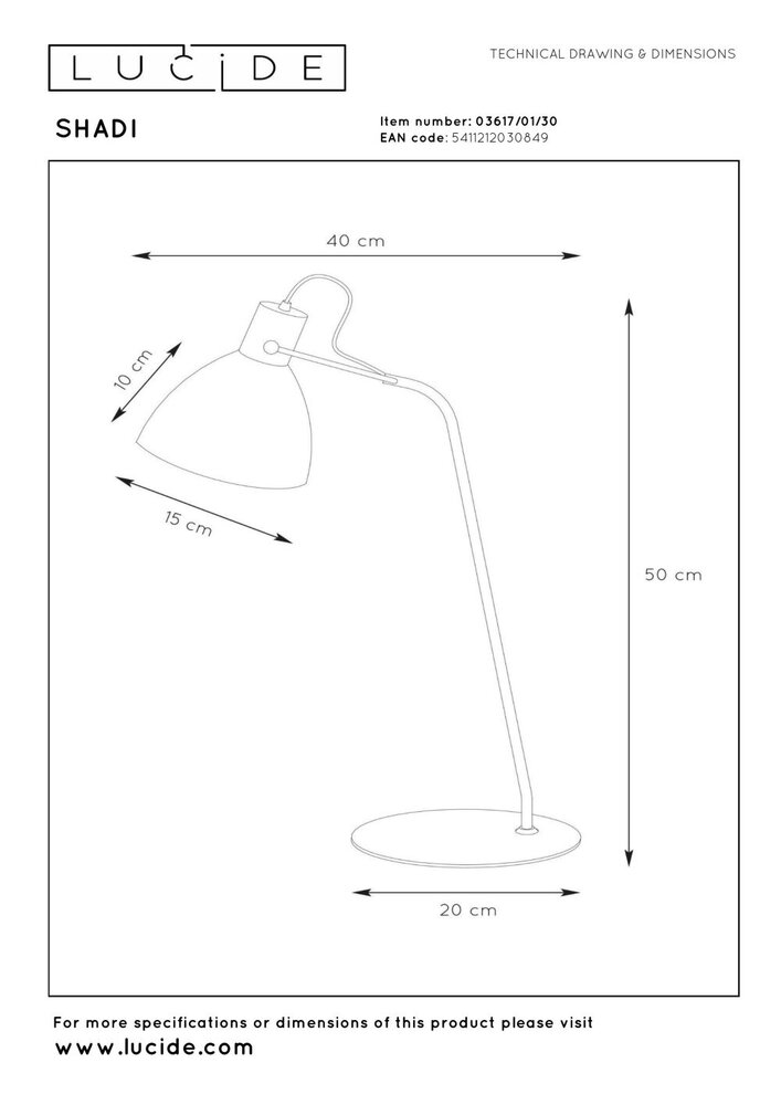 Lucide SHADI - Schreibtischlampe - Ø 20 cm - 1xE14 - Schwarz Lucide SHADI - Schreibtischlampe - Ø 20 cm - 1xE14 - Schwarz