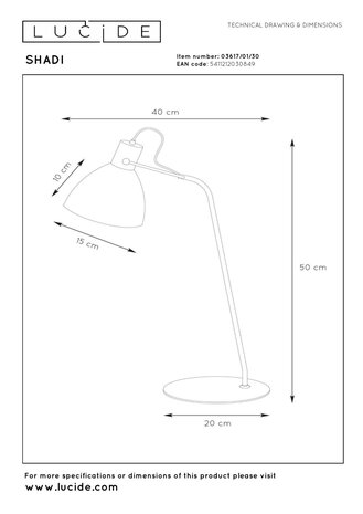 Lucide SHADI - Schreibtischlampe - Ø 20 cm - 1xE14 - Schwarz Lucide SHADI - Schreibtischlampe - Ø 20 cm - 1xE14 - Schwarz