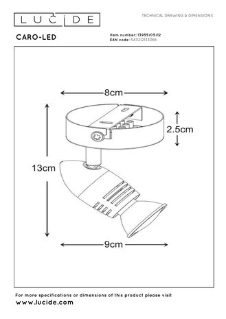 Lucide CARO-LED - Deckenstrahler - Ø 9 cm - LED - GU10 - 1x5W 2700K - Mattchrom Lucide CARO-LED - Deckenstrahler - Ø 9 cm - LED - GU10 - 1x5W 2700K - Mattchrom
