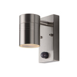 Lucide ARNE-LED IR - Wandstrahler / Wandleuchte Innen/Außen - Ø 6,3 cm - LED - GU10 - 1x5W 2700K - IP44 - Bewegungs- & Tag/Nachtsensor - Mattchrom