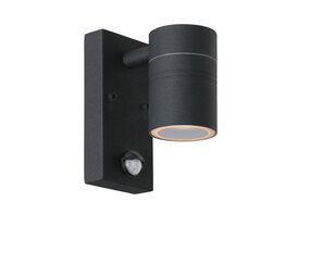 Lucide ARNE-LED IR - Wandstrahler / Wandleuchte Indoor/Outdoor - Ø 6,3 cm - LED - GU10 - 1x5W 2700K - IP44 - Bewegungs- & Tag/Nachtsensor - Schwarz