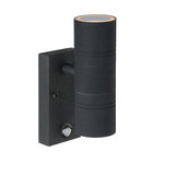 Lucide ARNE-LED IR - Wandstrahler / Wandleuchte Indoor/Outdoor - Ø 6,3 cm - LED - GU10 - 2x5W 2700K - IP44 - Bewegungs- & Tag/Nachtsensor - Schwarz Lucide ARNE-LED IR - Wandstrahler / Wandleuchte Indoor/Outdoor - Ø 6,3 cm - LED - GU10 - 2x5W 2700K - IP44 - Bewegungs- & Tag/Nachtsensor - Schwarz