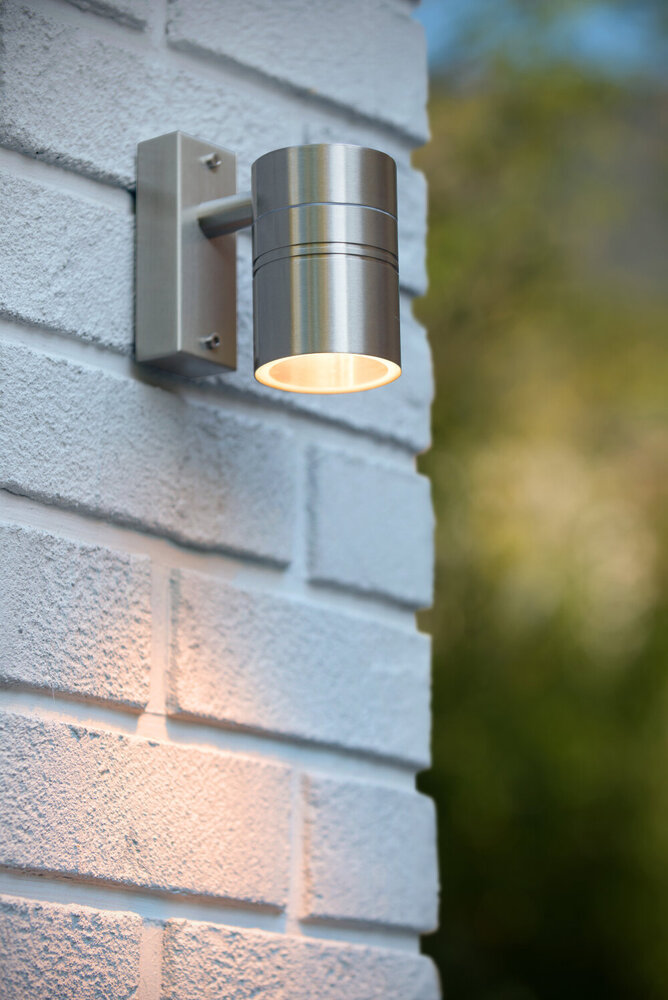 Lucide ARNE-LED - Wandstrahler / Wandleuchte Indoor/Outdoor - Ø 6,3 cm - LED - GU10 - 1x5W 2700K - IP44 - Mattchrom
