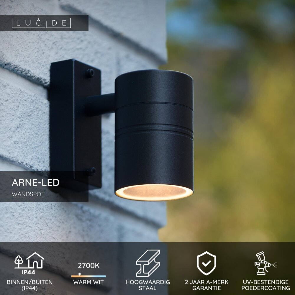 Lucide ARNE-LED - Wandstrahler / Wandleuchte Innen/Außen - Ø 6,3 cm - LED - GU10 - 1x5W 2700K - IP44 - Schwarz Lucide ARNE-LED - Wandstrahler / Wandleuchte Innen/Außen - Ø 6,3 cm - LED - GU10 - 1x5W 2700K - IP44 - Schwarz