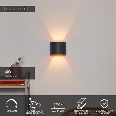 Lucide XIO - Wandleuchte - LED Dimb. - G9 - 1x3,5W 2700K - Einstellbarer Abstrahlwinkel - Grau