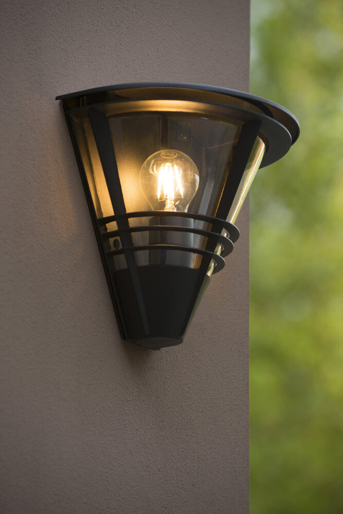 Lucide LIVIA - Wandleuchte Innen/Außen - 1xE27 - IP44 - Schwarz