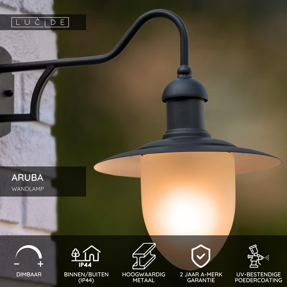 Lucide ARUBA - Wandleuchte Innen/Außen - Ø 25 cm - 1xE27 - IP44 - Schwarz Lucide ARUBA - Wandleuchte Innen/Außen - Ø 25 cm - 1xE27 - IP44 - Schwarz
