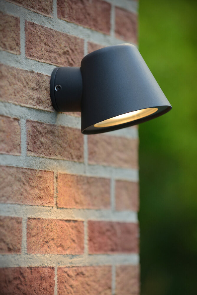 Lucide DINGO-LED - Wandleuchte Innen/Außen - LED Dimb. - GU10 - 1x5W 3000K - IP44 - Anthrazit
