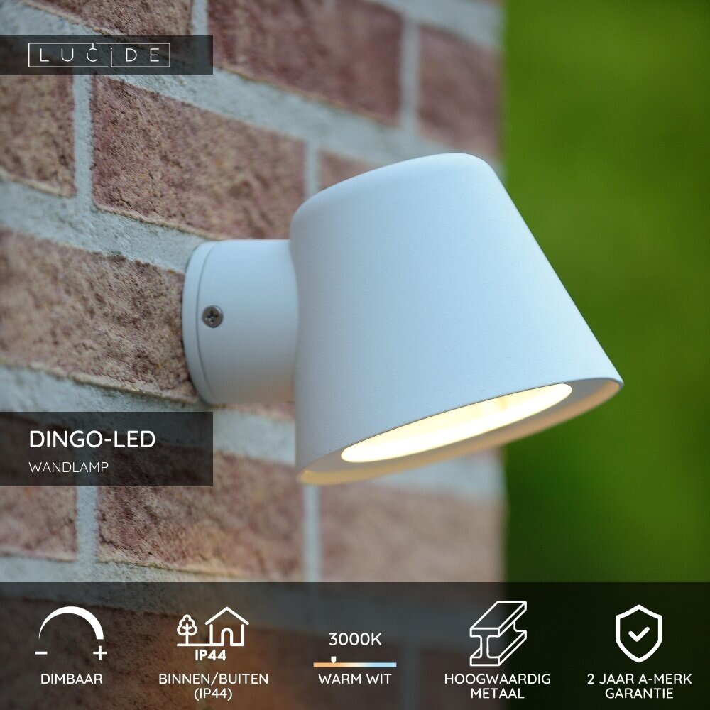 Lucide DINGO-LED - Wandleuchte Innen/Außen - LED Dimb. - GU10 - 1x5W 3000K - IP44 - Weiß Lucide DINGO-LED - Wandleuchte Innen/Außen - LED Dimb. - GU10 - 1x5W 3000K - IP44 - Weiß