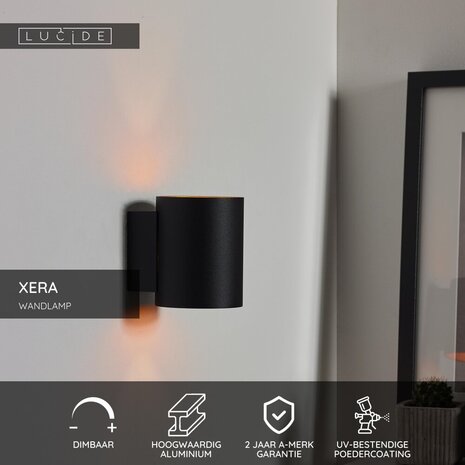 Lucide XERA - Wandleuchte - Ø 8 cm - 1xG9 - Schwarz