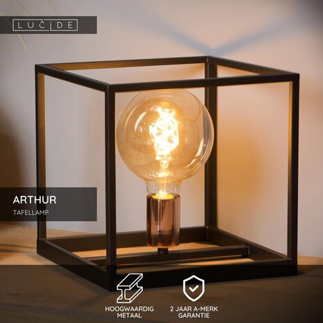 Lucide ARTHUR - Tischleuchte - 1xE27 - Schwarz