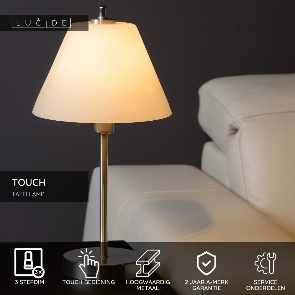 Lucide TOUCH - Tischleuchte - Ø 22 cm - 1xE14 - Mattchrom Lucide TOUCH - Tischleuchte - Ø 22 cm - 1xE14 - Mattchrom