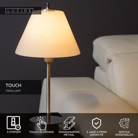 Lucide TOUCH - Tischleuchte - Ø 22 cm - 1xE14 - Mattchrom Lucide TOUCH - Tischleuchte - Ø 22 cm - 1xE14 - Mattchrom