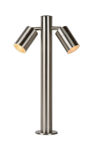 Lucide ARNE-LED - Sockellampe - Ø 6,3 cm - LED - GU10 - 2x5W 2700K - IP44 - Mattchrom