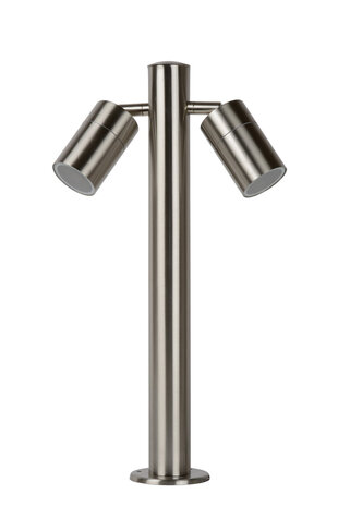 Lucide ARNE-LED - Sockellampe - Ø 6,3 cm - LED - GU10 - 2x5W 2700K - IP44 - Mattchrom