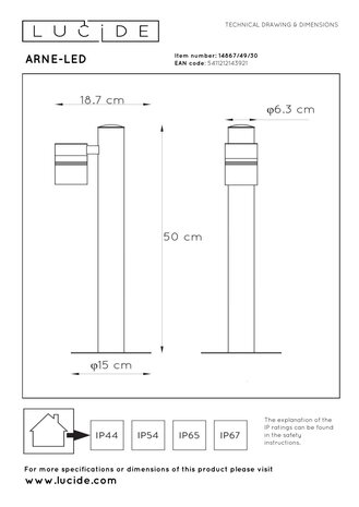 Lucide ARNE-LED - Sockellampe - Ø 6,3 cm - LED - GU10 - 1x5W 2700K - IP44 - Schwarz Lucide ARNE-LED - Sockellampe - Ø 6,3 cm - LED - GU10 - 1x5W 2700K - IP44 - Schwarz