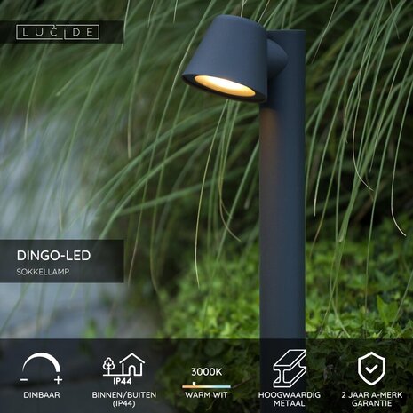 Lucide DINGO-LED - Sockelleuchte - LED Dimb. - GU10 - 1x5W 3000K - IP44 - Anthrazit Lucide DINGO-LED - Sockelleuchte - LED Dimb. - GU10 - 1x5W 3000K - IP44 - Anthrazit