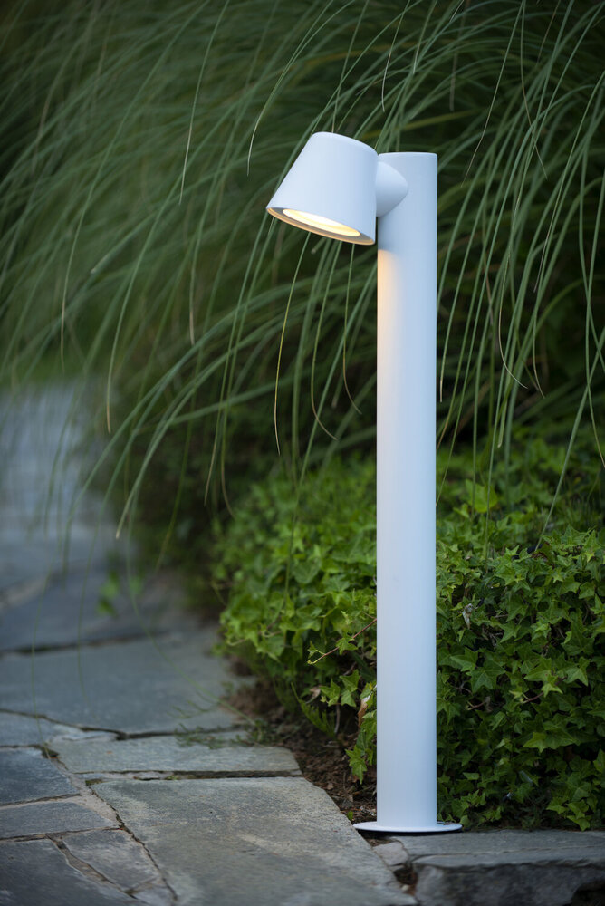 Lucide DINGO-LED - Sockellampe - LED Dimb. - GU10 - 1x5W 3000K - IP44 - Weiß