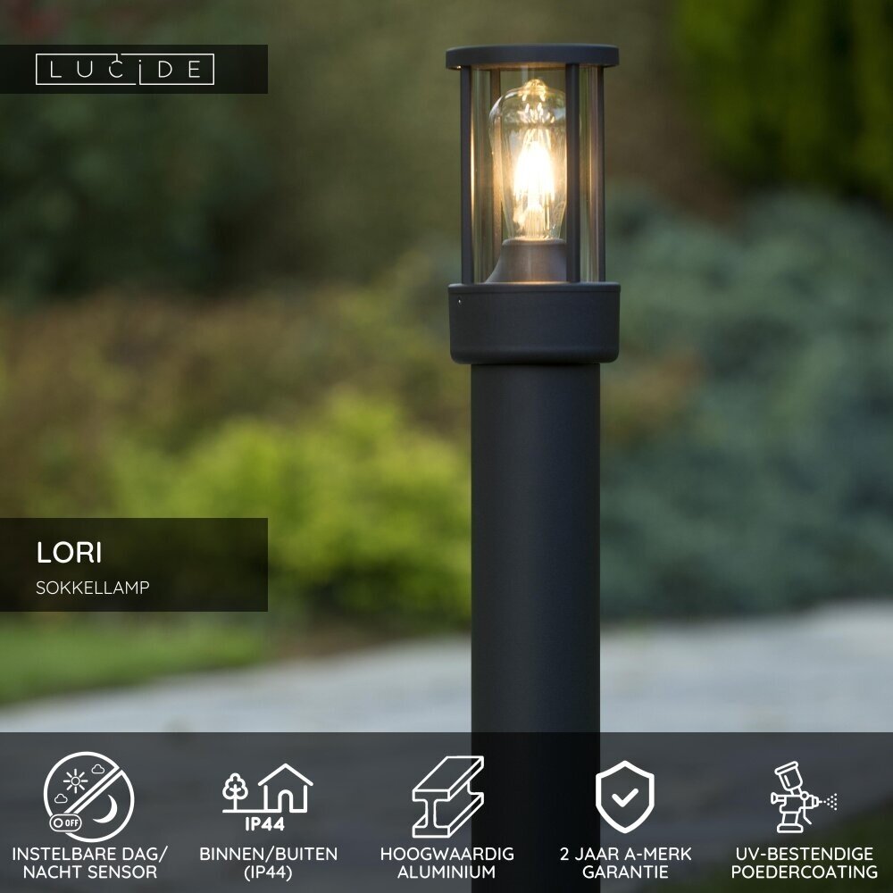 Lucide LORI - Sockelleuchte - 1xE27 - IP44 - Tag-/Nachtsensor - Anthrazit Lucide LORI - Sockelleuchte - 1xE27 - IP44 - Tag-/Nachtsensor - Anthrazit