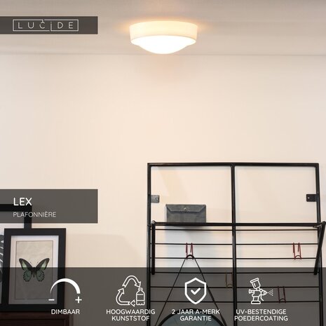 Lucide LEX - Deckenleuchte - Ø 25 cm - 1xE27 - Weiß