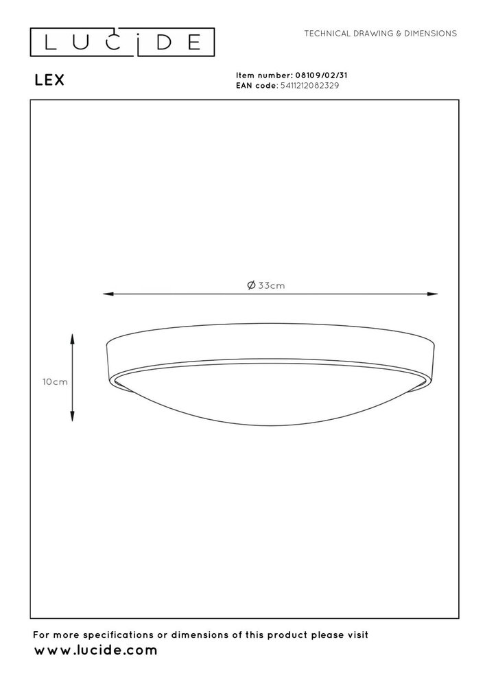 Lucide LEX - Deckenleuchte - Ø 33 cm - 2xE27 - Weiß Lucide LEX - Deckenleuchte - Ø 33 cm - 2xE27 - Weiß
