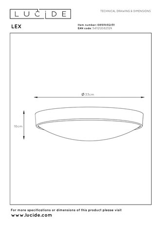 Lucide LEX - Deckenleuchte - Ø 33 cm - 2xE27 - Weiß Lucide LEX - Deckenleuchte - Ø 33 cm - 2xE27 - Weiß