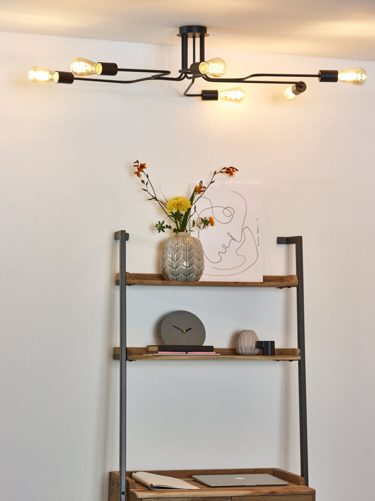 Lucide LESTER - Deckenleuchte - 6xE27 - Schwarz