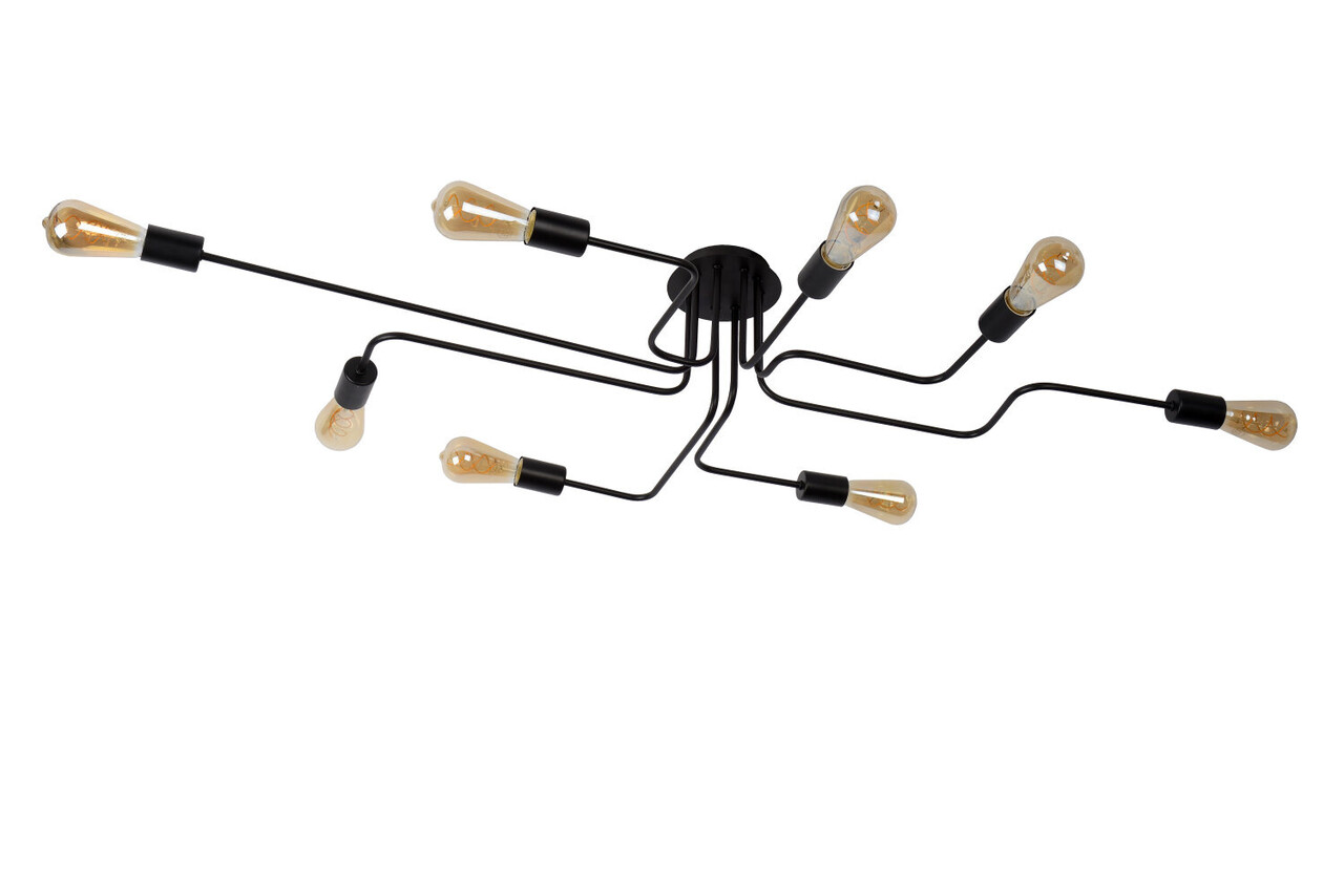 Lucide LESTER - Deckenleuchte - 8xE27 - Schwarz Lucide LESTER - Deckenleuchte - 8xE27 - Schwarz