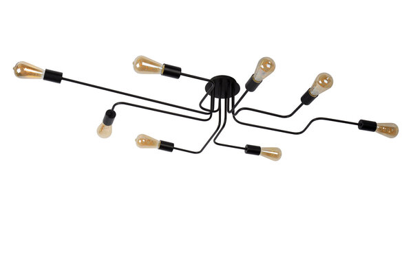 Lucide LESTER - Deckenleuchte - 8xE27 - Schwarz Lucide LESTER - Deckenleuchte - 8xE27 - Schwarz