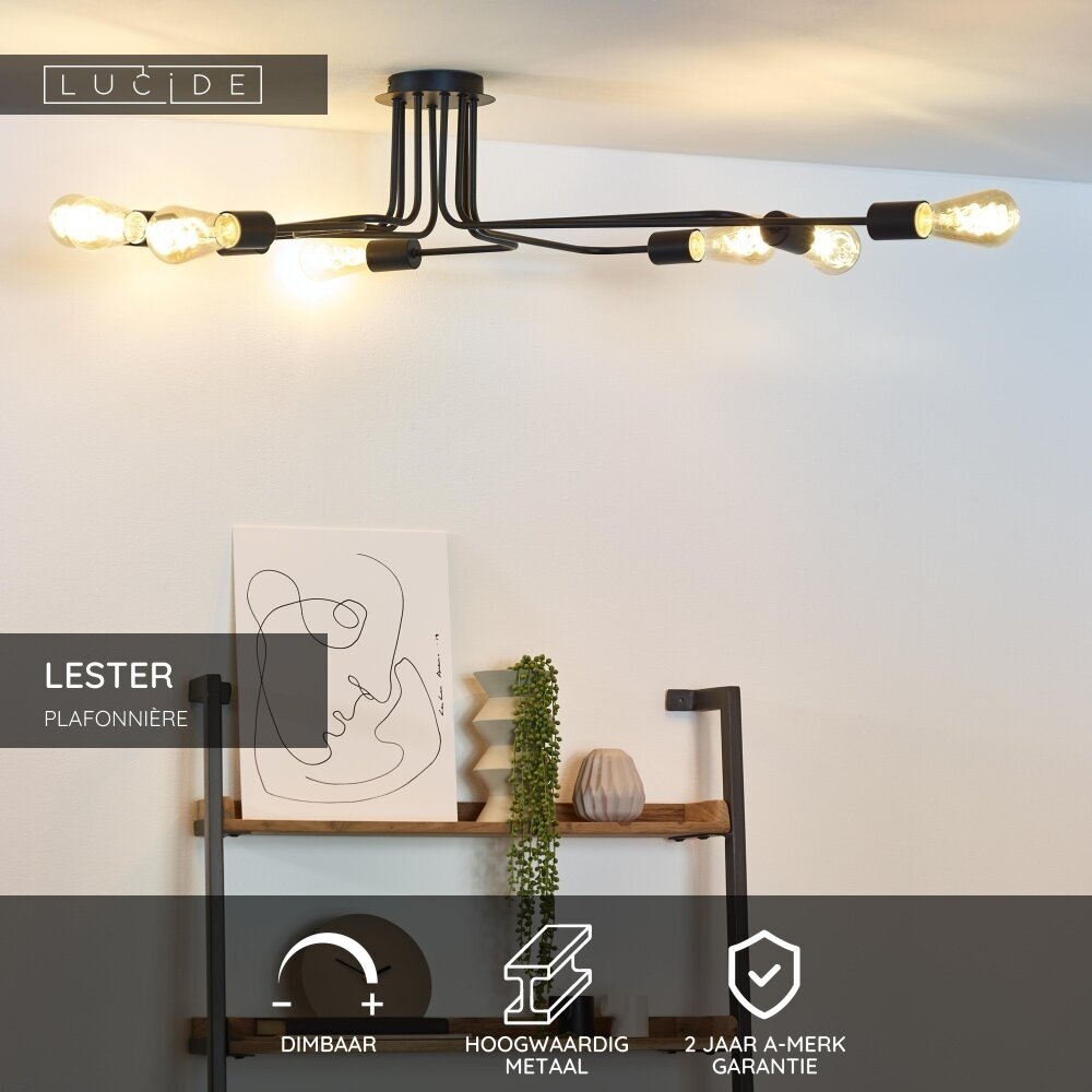 Lucide LESTER - Deckenleuchte - 8xE27 - Schwarz Lucide LESTER - Deckenleuchte - 8xE27 - Schwarz