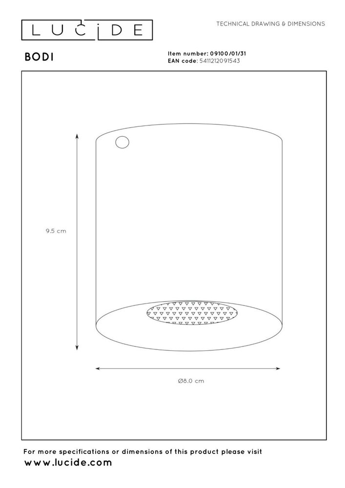 Lucide BODI - Deckenstrahler - Ø 8 cm - 1xGU10 - Weiß Lucide BODI - Deckenstrahler - Ø 8 cm - 1xGU10 - Weiß