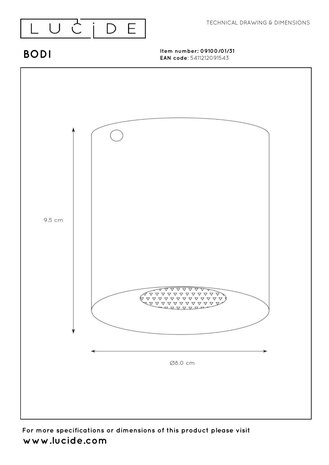 Lucide BODI - Deckenstrahler - Ø 8 cm - 1xGU10 - Weiß Lucide BODI - Deckenstrahler - Ø 8 cm - 1xGU10 - Weiß